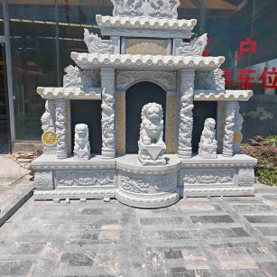 大连芝麻白中国黑石材套墓 花岗岩墓碑