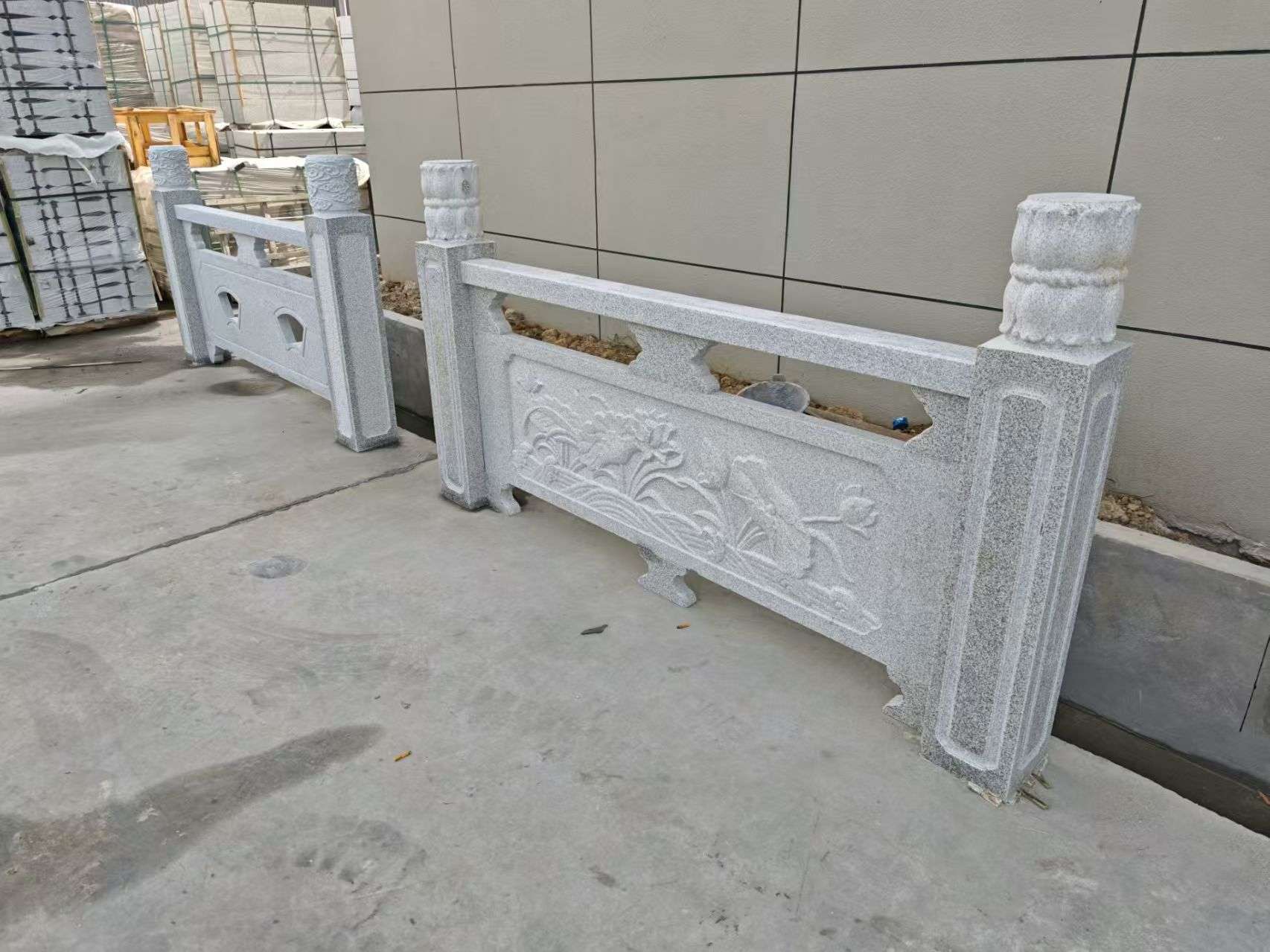 大连芝麻白河道栏杆 石材栏杆